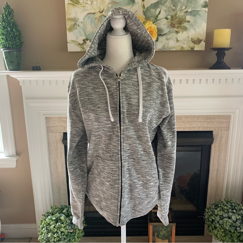 U.S. Apparel Grey/White Zip Up Hoodie (Size Small)